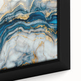 Exclusive Modern Abstract Art – Navy Blue, White & Gold Canvas