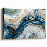 Exclusive Modern Abstract Art – Navy Blue, White & Gold Canvas