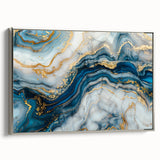 Exclusive Modern Abstract Art – Navy Blue, White & Gold Canvas