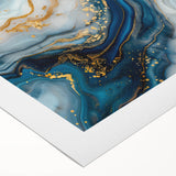 Exclusive Modern Abstract Art – Navy Blue, White & Gold Canvas