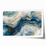 Exclusive Modern Abstract Art – Navy Blue, White & Gold Canvas