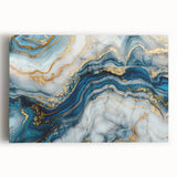 Exclusive Modern Abstract Art – Navy Blue, White & Gold Canvas