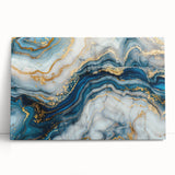 Exclusive Modern Abstract Art – Navy Blue, White & Gold Canvas