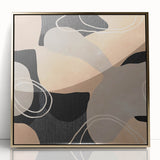 Earthen Harmony Abstracts – Beige and Black Modern Minimalist Wall Art