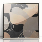 Earthen Harmony Abstracts – Beige and Black Modern Minimalist Wall Art