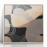 Earthen Harmony Abstracts – Beige and Black Modern Minimalist Wall Art