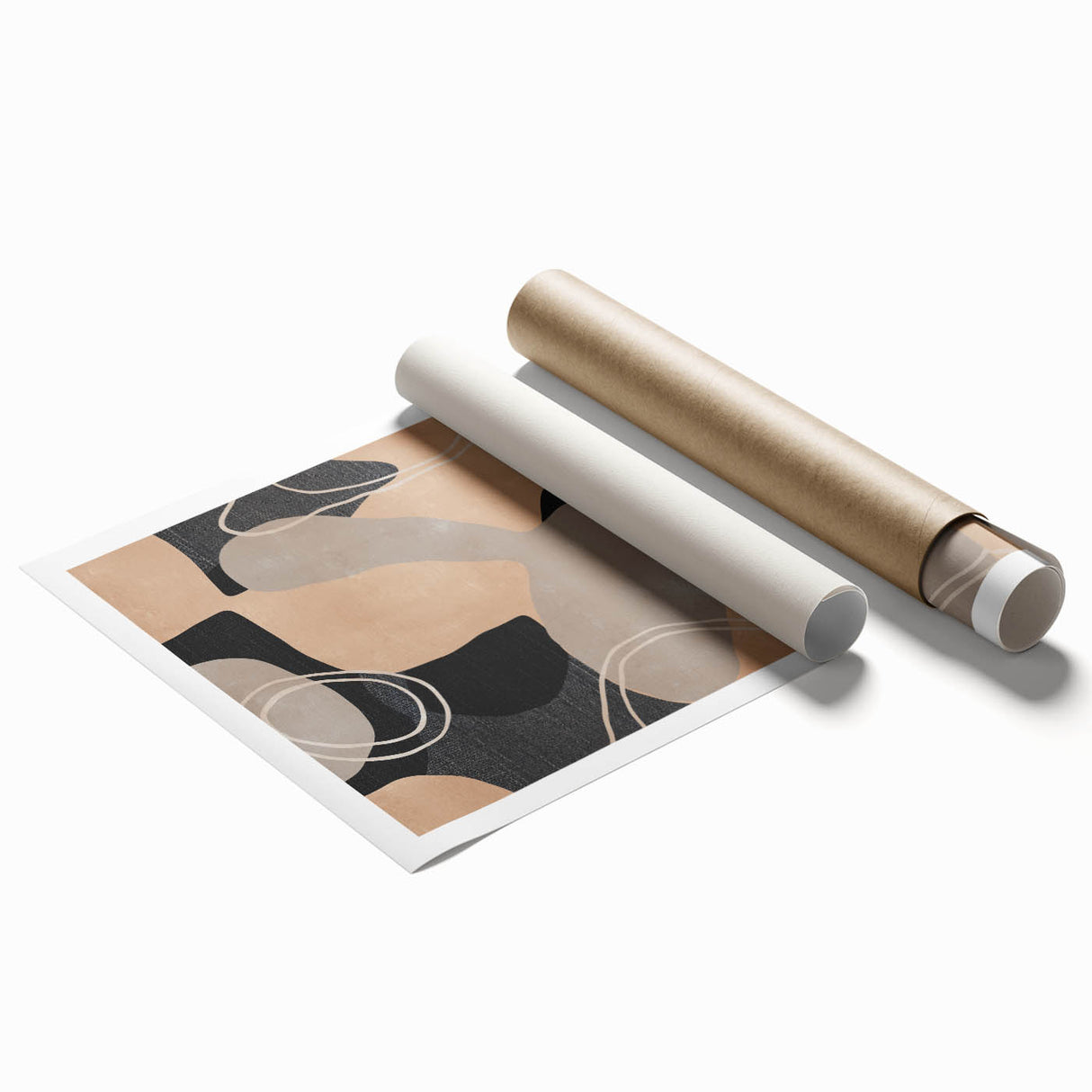 Earthen Harmony Abstracts – Beige and Black Modern Minimalist Wall Art