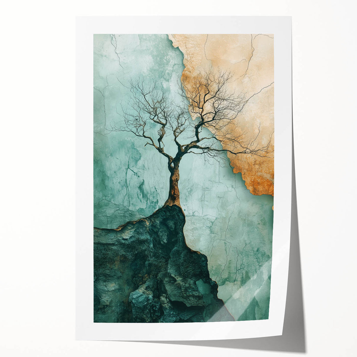 Abstract Cliffside Tree – Nature-Inspired Landscape Art Prints