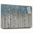 Minimalist Landscape Wall Art – Serene Gray Blue Birch Forest