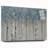 Minimalist Landscape Wall Art – Serene Gray Blue Birch Forest
