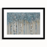 Minimalist Landscape Wall Art – Serene Gray Blue Birch Forest