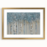 Minimalist Landscape Wall Art – Serene Gray Blue Birch Forest
