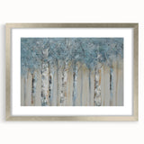 Minimalist Landscape Wall Art – Serene Gray Blue Birch Forest
