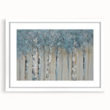 Minimalist Landscape Wall Art – Serene Gray Blue Birch Forest