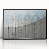 Minimalist Landscape Wall Art – Serene Gray Blue Birch Forest