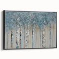Minimalist Landscape Wall Art – Serene Gray Blue Birch Forest