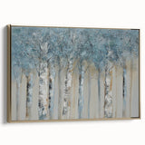 Minimalist Landscape Wall Art – Serene Gray Blue Birch Forest