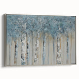 Minimalist Landscape Wall Art – Serene Gray Blue Birch Forest