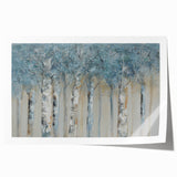 Minimalist Landscape Wall Art – Serene Gray Blue Birch Forest