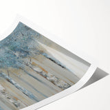 Minimalist Landscape Wall Art – Serene Gray Blue Birch Forest