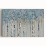 Minimalist Landscape Wall Art – Serene Gray Blue Birch Forest