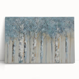 Minimalist Landscape Wall Art – Serene Gray Blue Birch Forest
