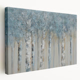 Minimalist Landscape Wall Art – Serene Gray Blue Birch Forest