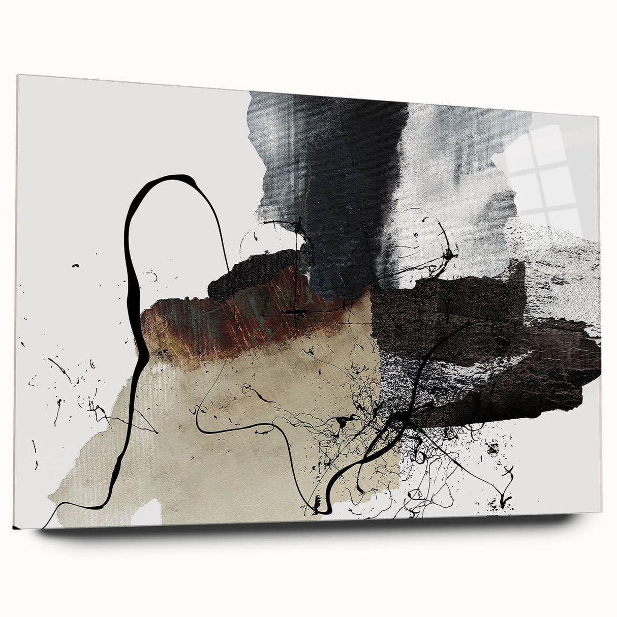 Moody Modern Wall Art – Abstract Canvas in Black, White & Brown