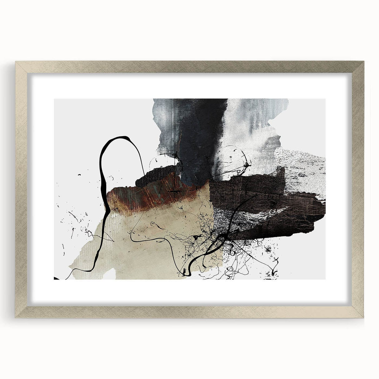 Moody Modern Wall Art – Abstract Canvas in Black, White & Brown