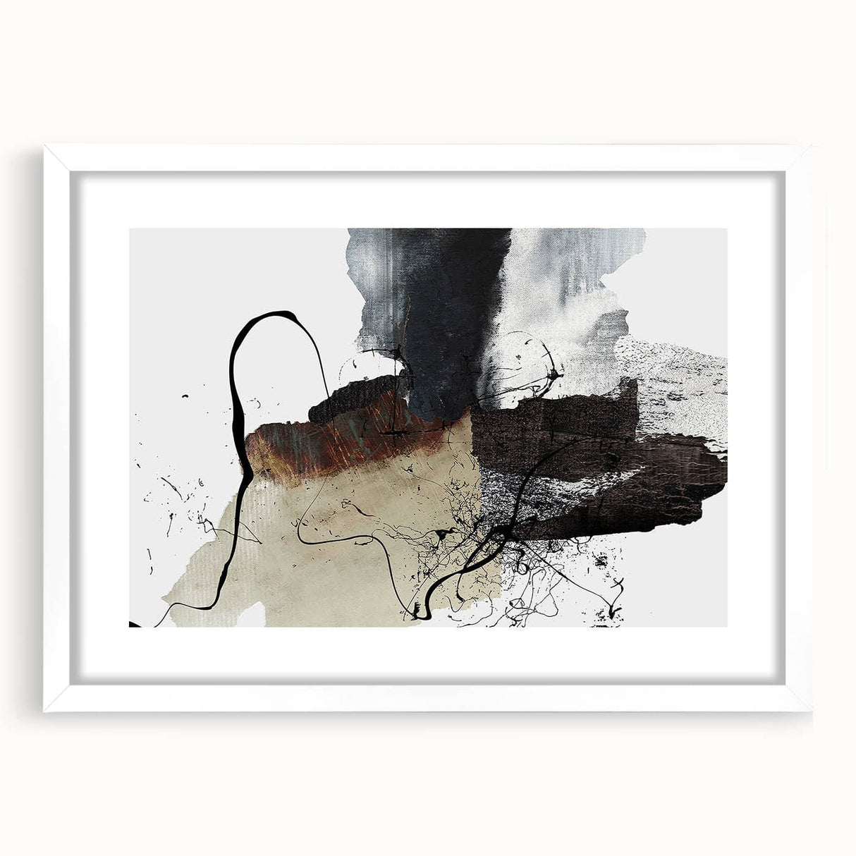 Moody Modern Wall Art – Abstract Canvas in Black, White & Brown