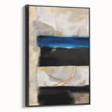 Modern Abstract Canvas Prints – Blue, Black, and Beige Brush Layers