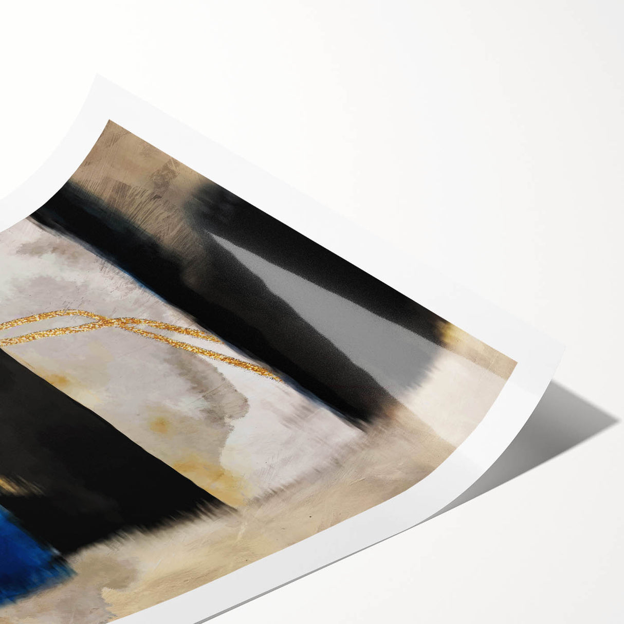 Modern Abstract Canvas Prints – Blue, Black, and Beige Brush Layers