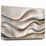 Sculpted Waves – Silver Fluid Abstract Wall Art in Soft Tones