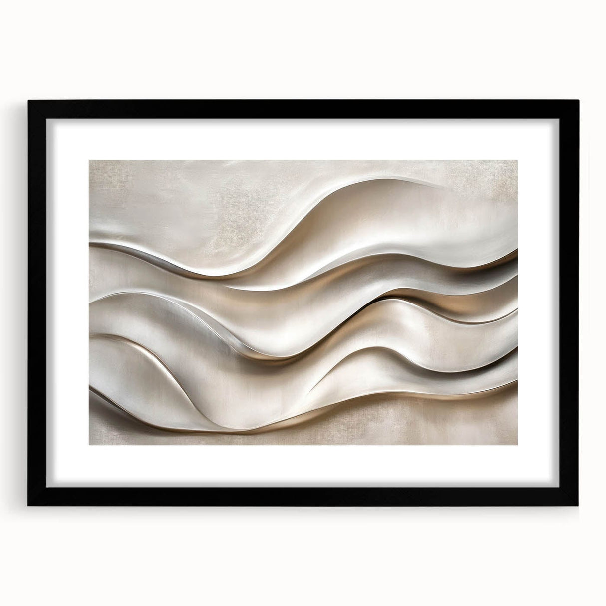 Sculpted Waves – Silver Fluid Abstract Wall Art in Soft Tones