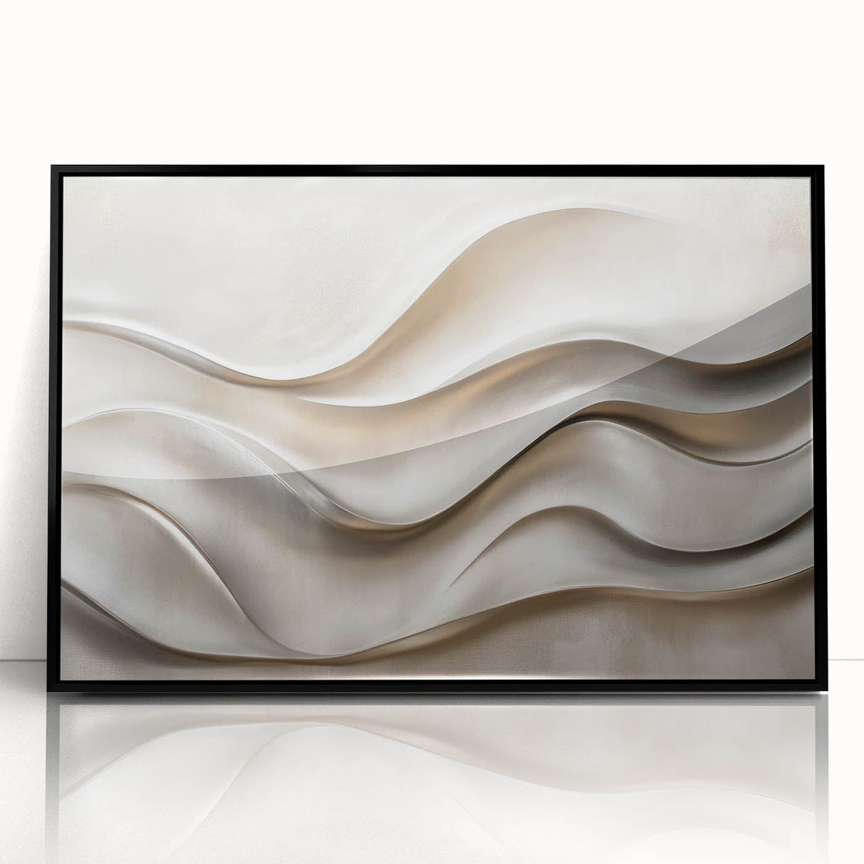 Sculpted Waves – Silver Fluid Abstract Wall Art in Soft Tones