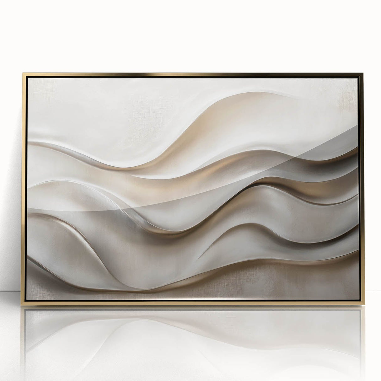 Sculpted Waves – Silver Fluid Abstract Wall Art in Soft Tones