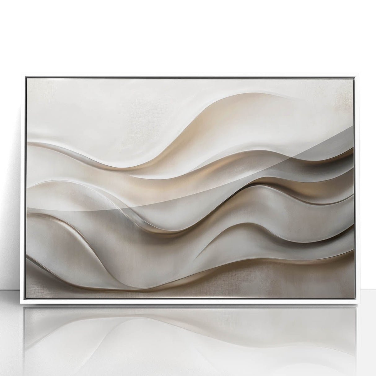 Sculpted Waves – Silver Fluid Abstract Wall Art in Soft Tones