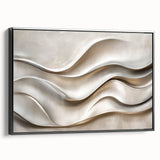 Sculpted Waves – Silver Fluid Abstract Wall Art in Soft Tones