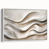 Sculpted Waves – Silver Fluid Abstract Wall Art in Soft Tones