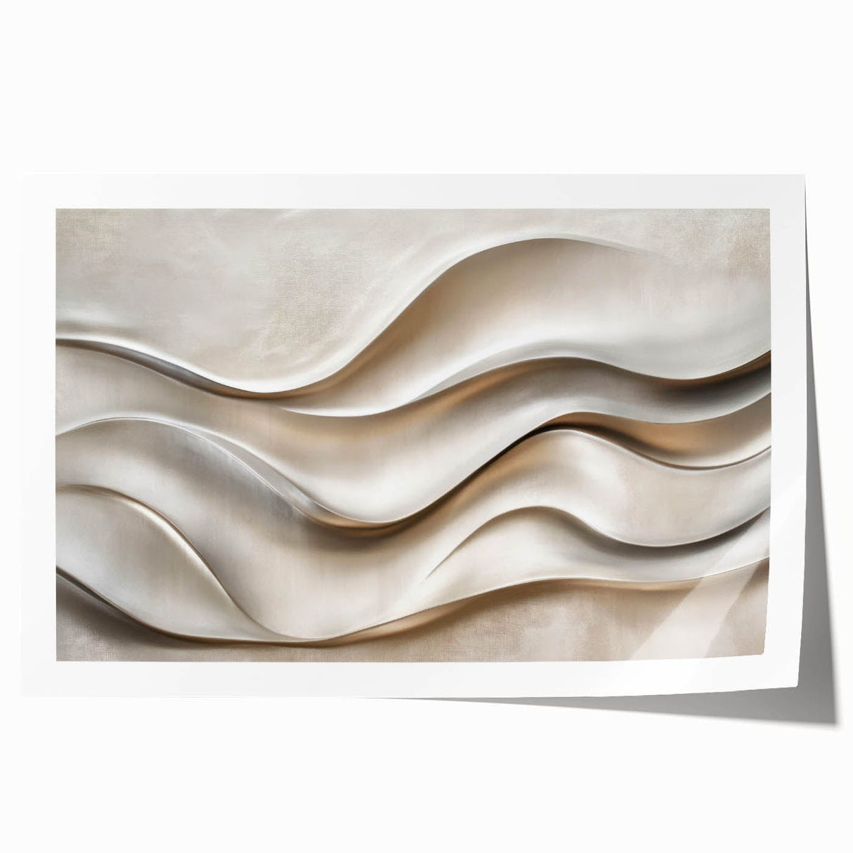 Sculpted Waves – Silver Fluid Abstract Wall Art in Soft Tones