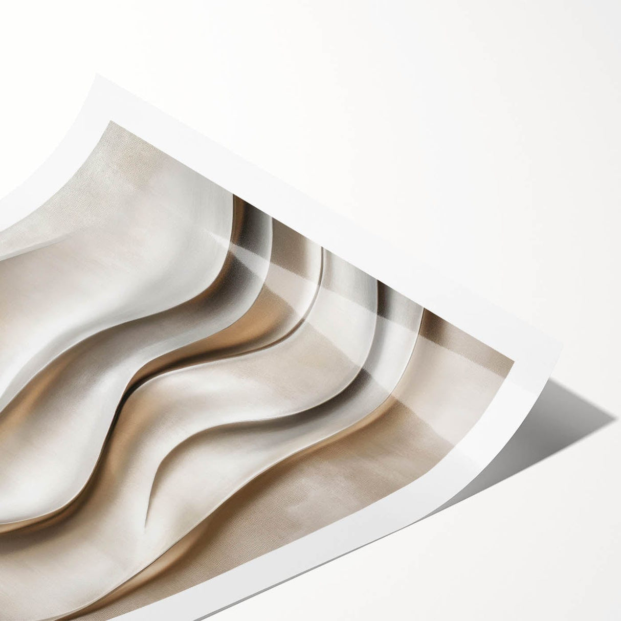 Sculpted Waves – Silver Fluid Abstract Wall Art in Soft Tones