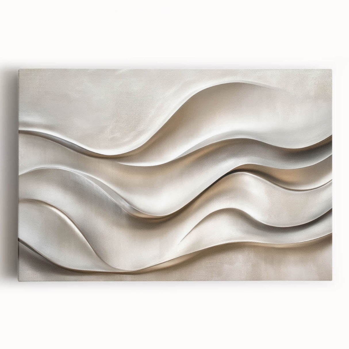 Sculpted Waves – Silver Fluid Abstract Wall Art in Soft Tones