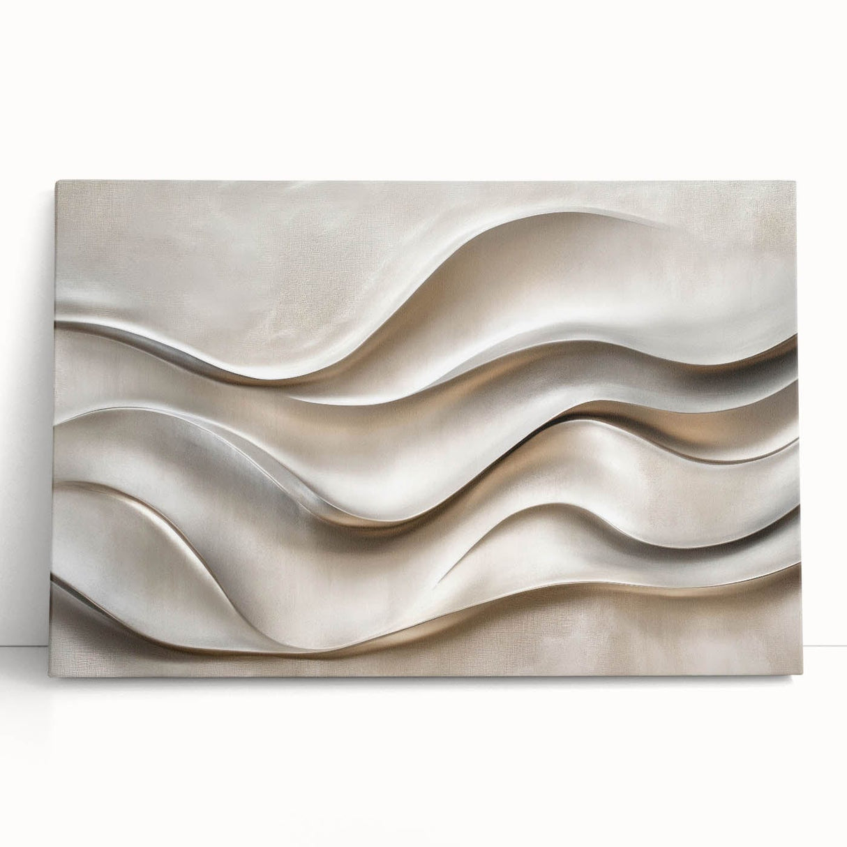 Sculpted Waves – Silver Fluid Abstract Wall Art in Soft Tones