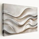 Sculpted Waves – Silver Fluid Abstract Wall Art in Soft Tones