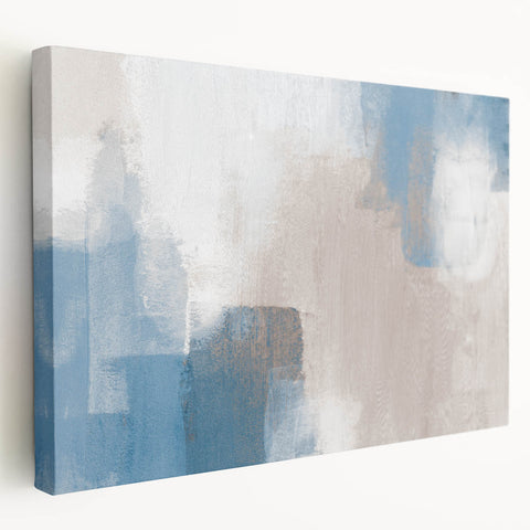 Earthen Harmony Abstracts – Soft Blue and Beige Minimalist Wall Art