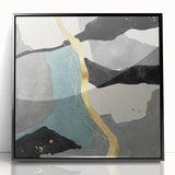Modern Abstract Wall Art - Black, Gray & Gold Geometric Print