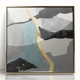 Modern Abstract Wall Art - Black, Gray & Gold Geometric Print