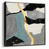 Modern Abstract Wall Art - Black, Gray & Gold Geometric Print