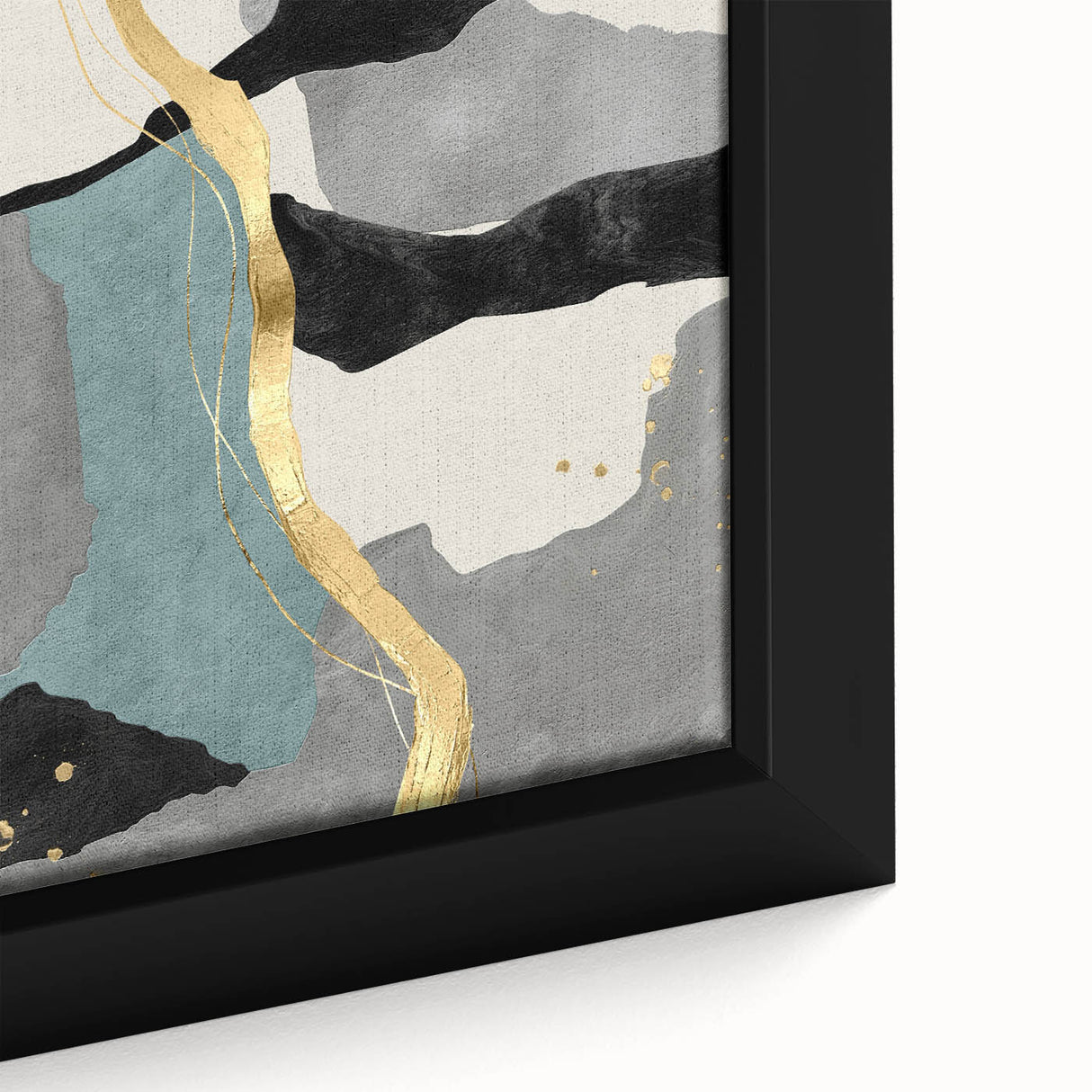 Modern Abstract Wall Art - Black, Gray & Gold Geometric Print