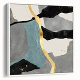 Modern Abstract Wall Art - Black, Gray & Gold Geometric Print